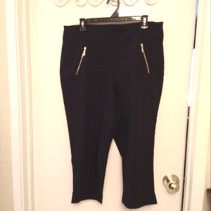 Thalia Sodi Dressy Stretchy Black Zippered Pocket Leggings Trousers Cropped XL